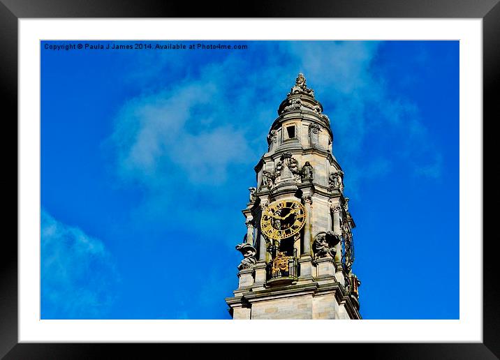 The Clock Tower, City Hall, Cardiff Framed Mounted Print by Paula J James