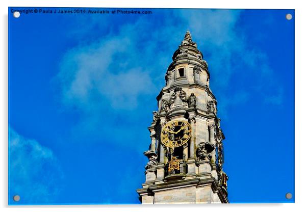 The Clock Tower, City Hall, Cardiff Acrylic by Paula J James