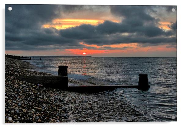 Herne Bay Sunset Acrylic by Richard Cruttwell