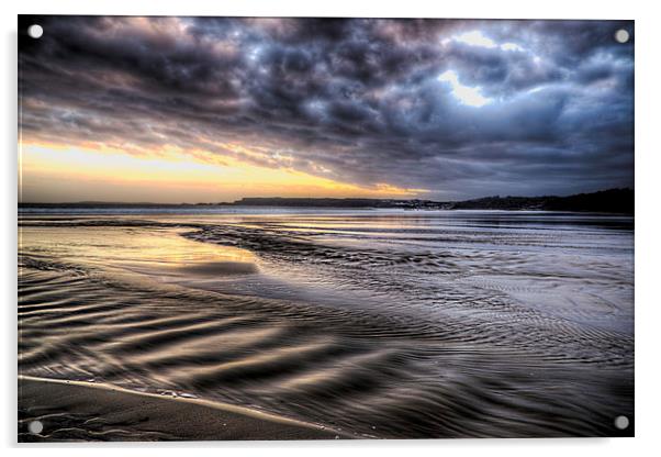 Amroth Beach Sunset Acrylic by Simon West