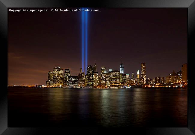 9/11 Tribute in Light from Brooklyn Framed Print by Sharpimage NET