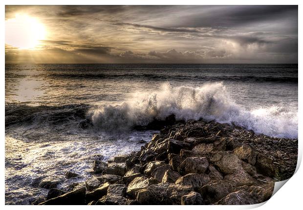 Amroth waves Print by Simon West