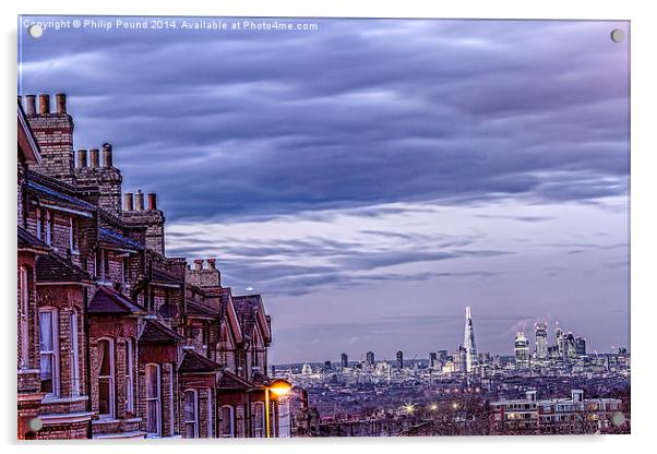 City of London Sunset Acrylic by Philip Pound