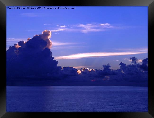 Blue Sea Blue Sky. Framed Print by Paul Williams
