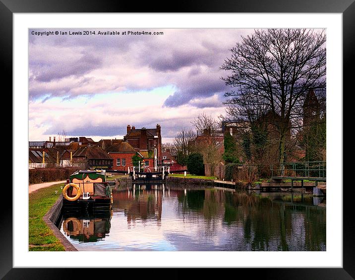 Above Town Lock Newbury Framed Mounted Print by Ian Lewis