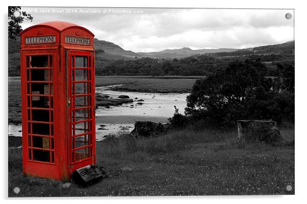 Deserted Phone Box Acrylic by Jane Braat