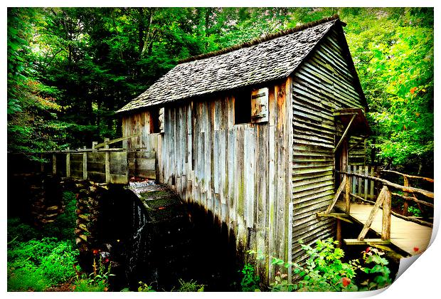 Cades Cove Mill in Great Smoky Mountain National P Print by Stephen Stookey