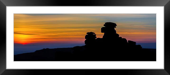 Staple Tor Silhouette. Framed Mounted Print by Tracey Yeo