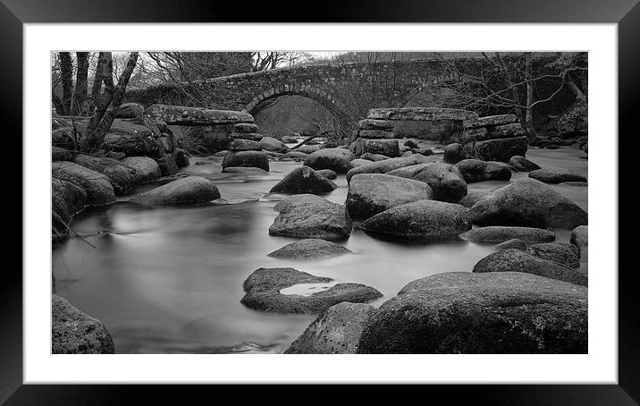 River Dart Clapper Bridge Framed Mounted Print by Nigel Jones
