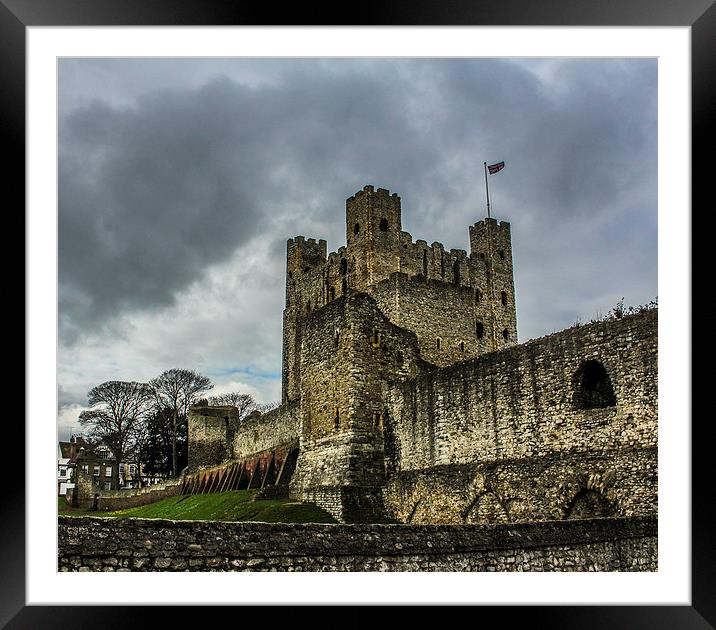 Storms coming at Rochester Castle Framed Mounted Print by Stewart Nicolaou