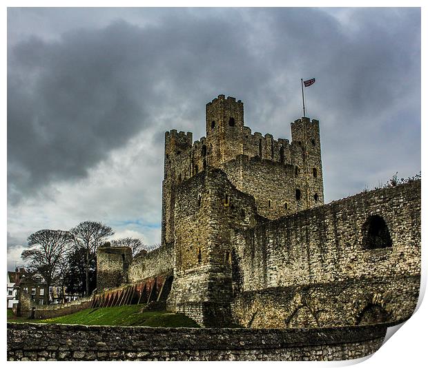 Storms coming at Rochester Castle Print by Stewart Nicolaou