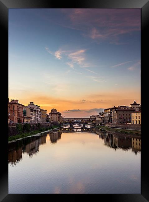 Florence - Ponte Vecchio  River Arno Framed Print by Andy McGarry