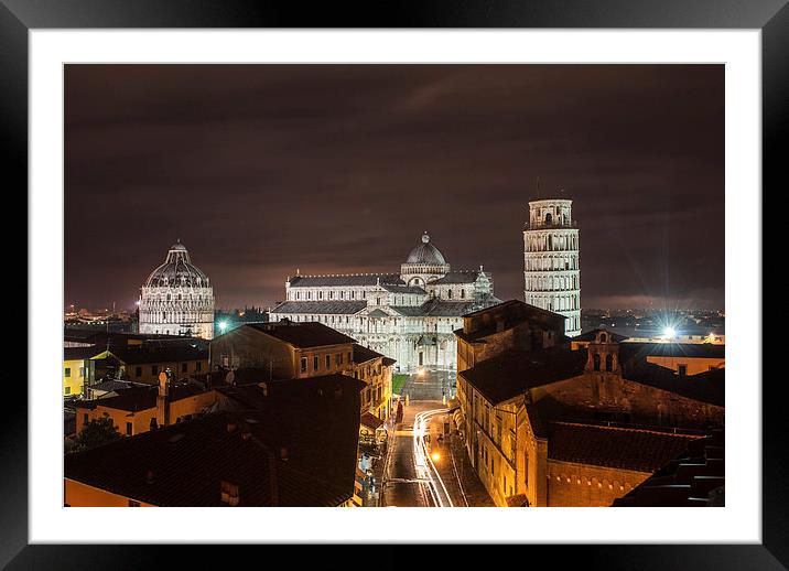 Leaning Tower of Pisa at night Framed Mounted Print by Terry Rickeard