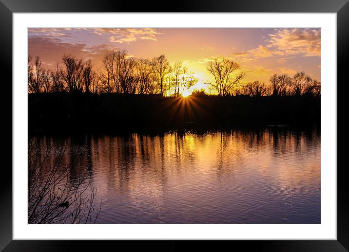 Sunset at Leybourne Lakes Framed Mounted Print by Stewart Nicolaou