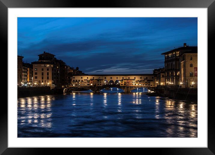 Ponte Vecchio, Florence at night Framed Mounted Print by Terry Rickeard