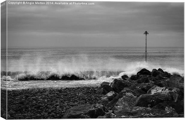 Minehead Spray Canvas Print by Angie Morton