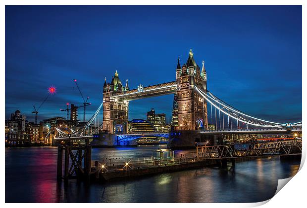 Tower Bridge at night Print by Terry Rickeard