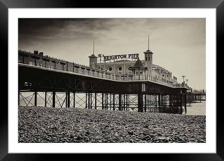Brighton Pier Sepia toned Framed Mounted Print by Dean Messenger