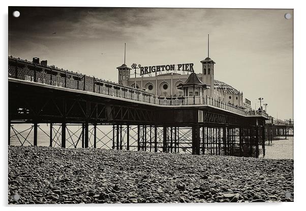 Brighton Pier Sepia toned Acrylic by Dean Messenger
