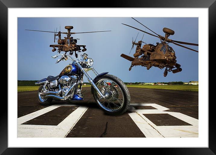 Harley Davidson and Apaches Framed Mounted Print by Oxon Images