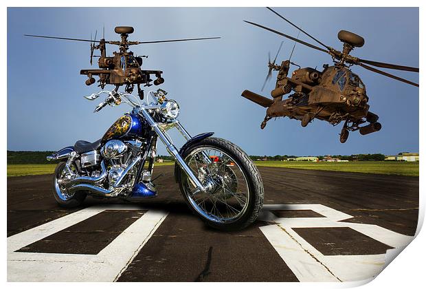 Harley Davidson and Apaches Print by Oxon Images