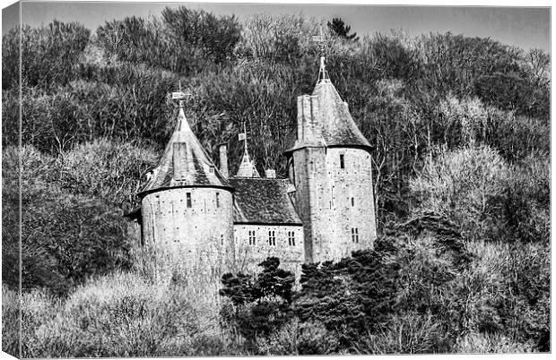 Castell Coch Mono Canvas Print by Steve Purnell