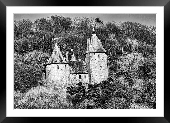 Castell Coch Mono Framed Mounted Print by Steve Purnell