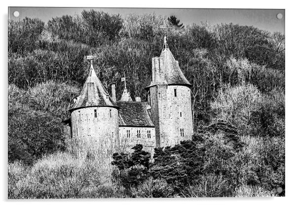 Castell Coch Mono Acrylic by Steve Purnell