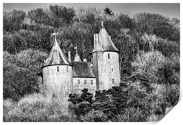 Castell Coch Mono Print by Steve Purnell