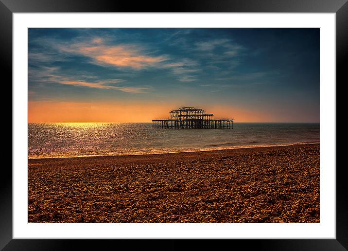 Brighton west Pier Sunset Framed Mounted Print by Dean Messenger