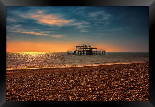Brighton west Pier Sunset Framed Print by Dean Messenger
