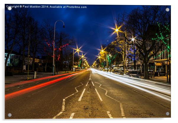 Car lights on Lord Street Acrylic by Paul Madden