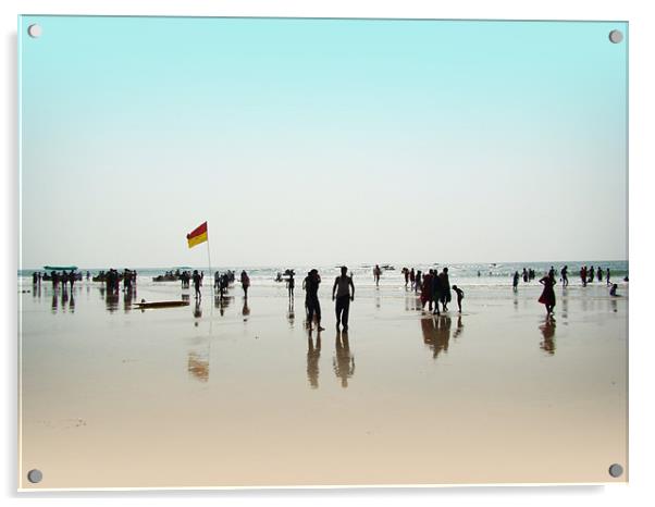 Tourists on a Sea Beach Acrylic by Susmita Mishra