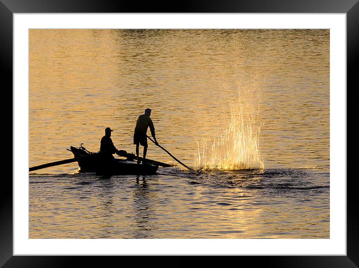 Dawn Fishermen, Aswan Framed Mounted Print by Jacqueline Burrell