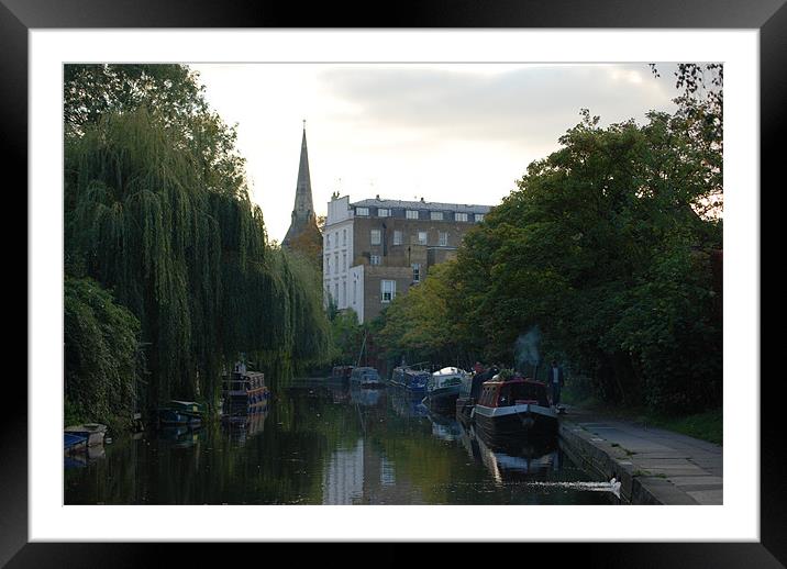 Regents canal on a summers evening Framed Mounted Print by Liam Kearney