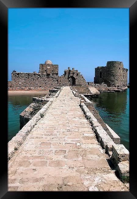The Sea Castle, Sidon, Lebanon Framed Print by Jacqueline Burrell