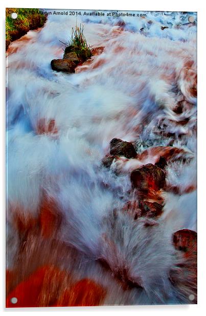 Rushing Water on the River Wear Acrylic by Martyn Arnold