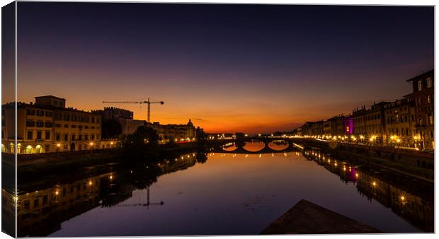 Florence - River Arno Sunset Canvas Print by Andy McGarry