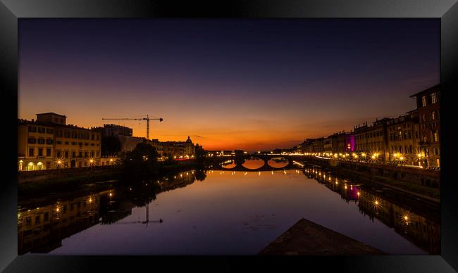 Florence - River Arno Sunset Framed Print by Andy McGarry
