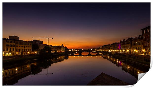 Florence - River Arno Sunset Print by Andy McGarry