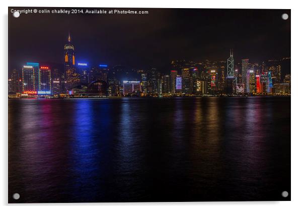 Hong Kong Skyline Acrylic by colin chalkley