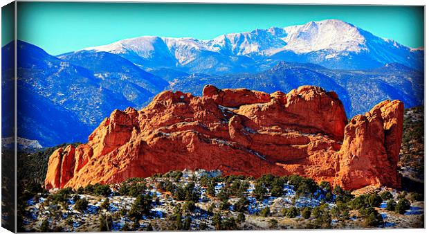 Garden of the Gods with Pikes Peak Canvas Print by Stephen Stookey