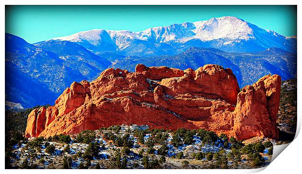 Garden of the Gods with Pikes Peak Print by Stephen Stookey