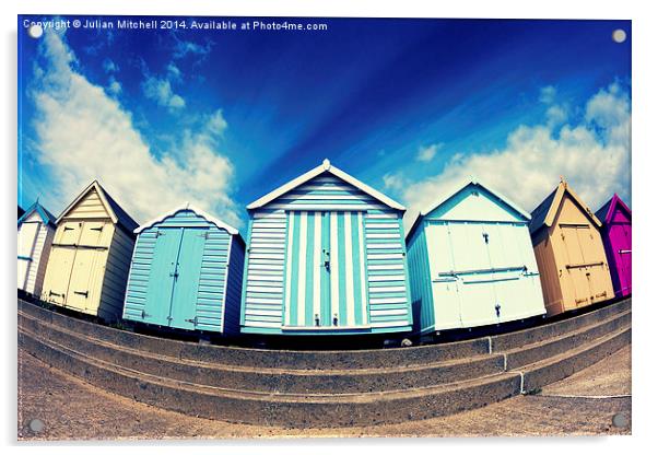 Felixstowe Beach huts Acrylic by Julian Mitchell
