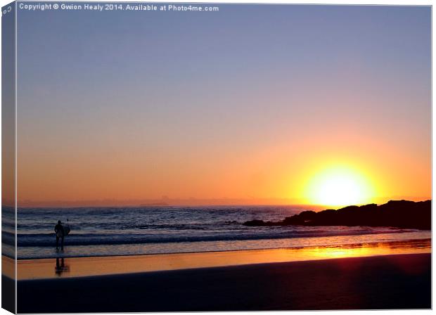 Surfer Dawn Sunrise Canvas Print by Gwion Healy