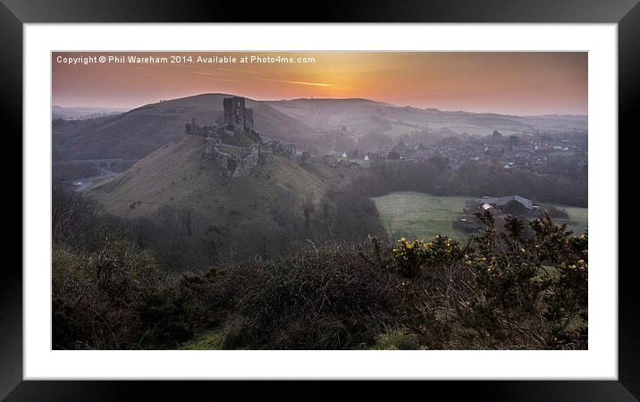 Corfe Castle Framed Mounted Print by Phil Wareham