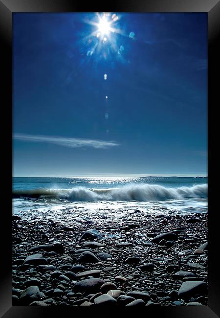 Amroth beach Framed Print by Simon West