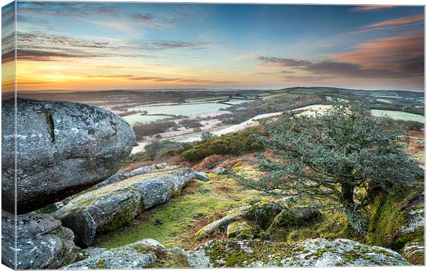 Frosty Morning at Helman Tor in Cornwall Canvas Print by Helen Hotson