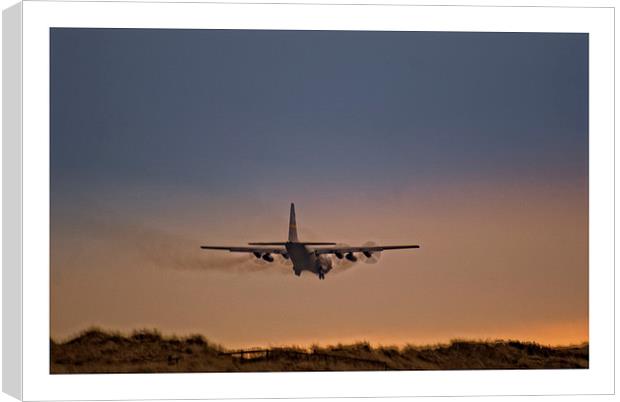 American military aircraft landing Prestwick Canvas Print by jane dickie