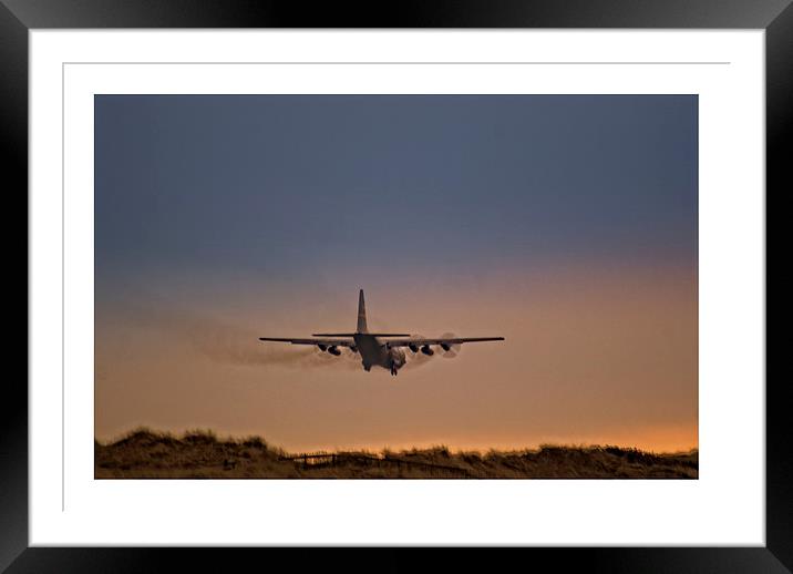 American military aircraft landing Prestwick Framed Mounted Print by jane dickie